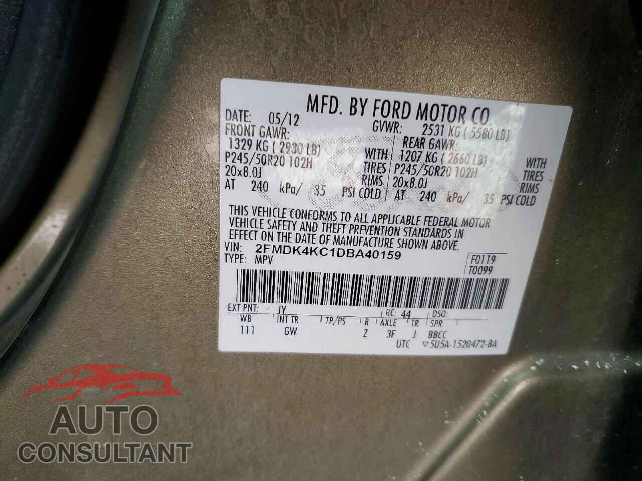 FORD EDGE 2013 - 2FMDK4KC1DBA40159