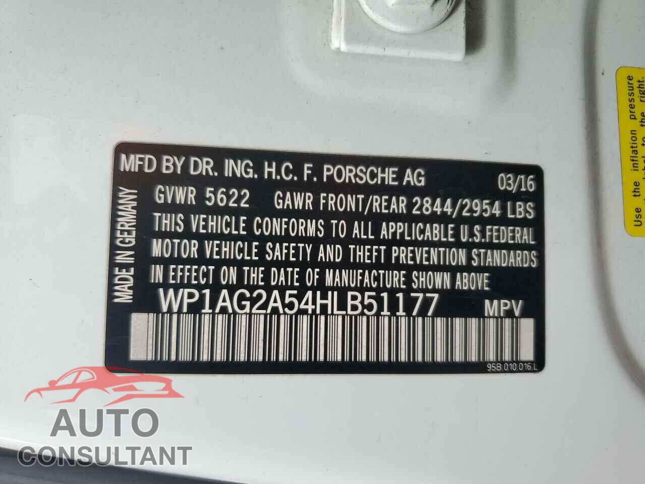 PORSCHE MACAN 2017 - WP1AG2A54HLB51177