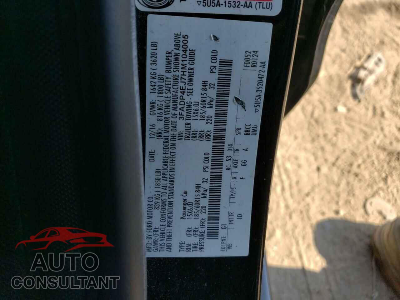 FORD FIESTA 2017 - 3FADP4EJ7HM104005