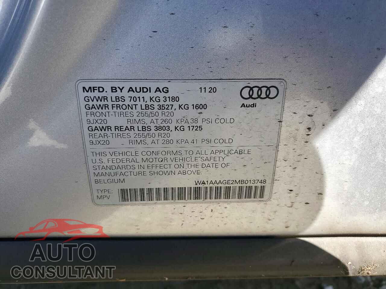 AUDI E-TRON 2021 - WA1AAAGE2MB013748