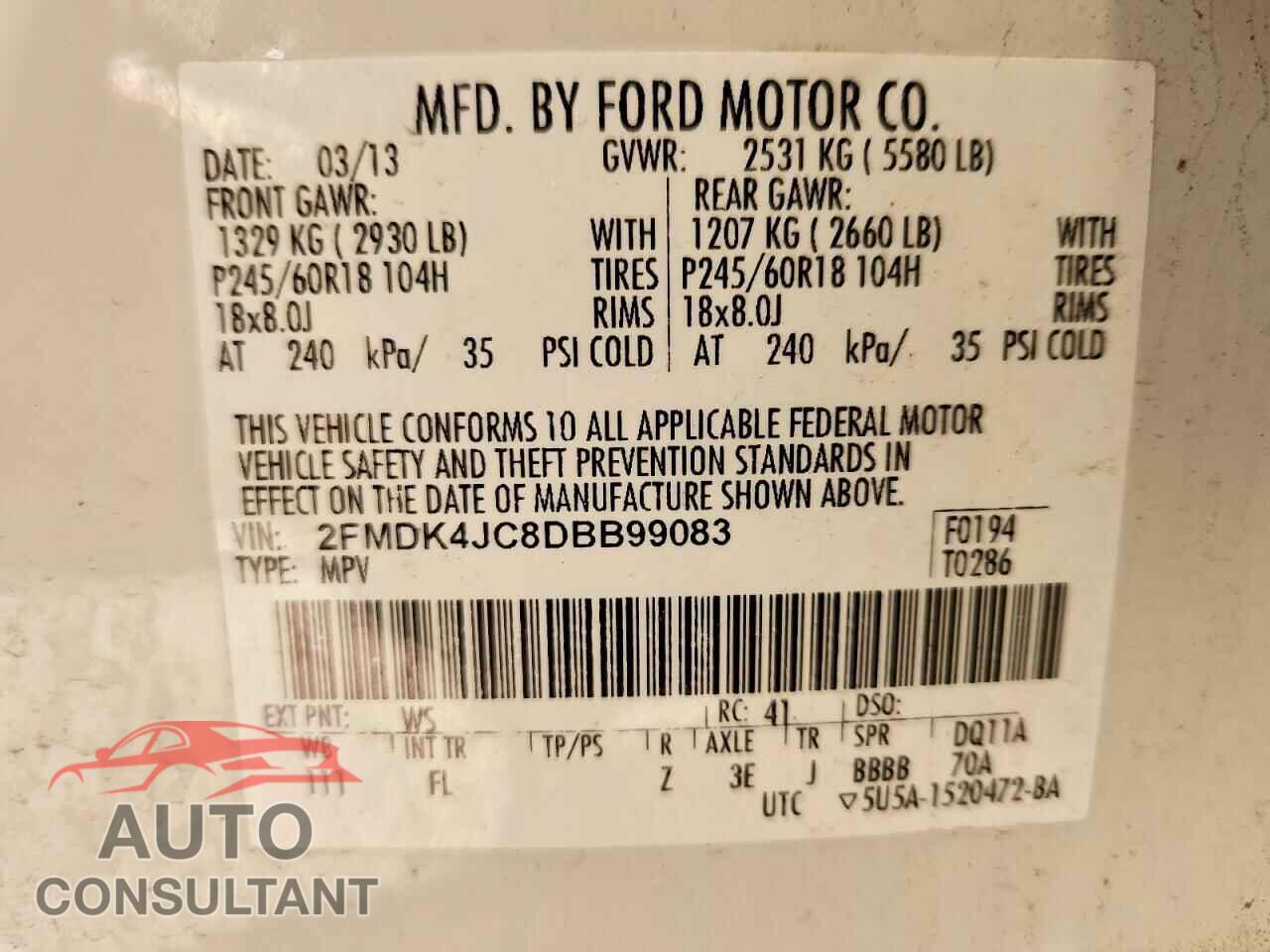 FORD EDGE 2013 - 2FMDK4JC8DBB99083