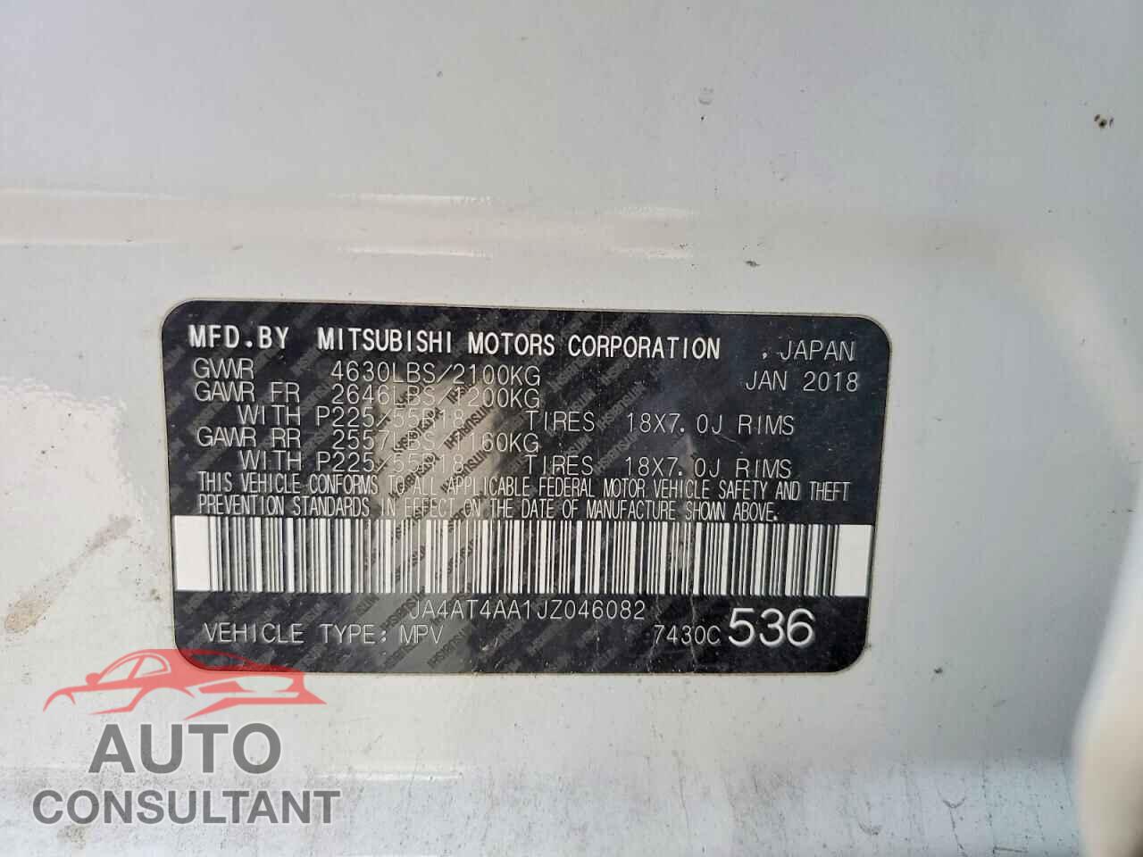 MITSUBISHI ECLIPSE 2018 - JA4AT4AA1JZ046082