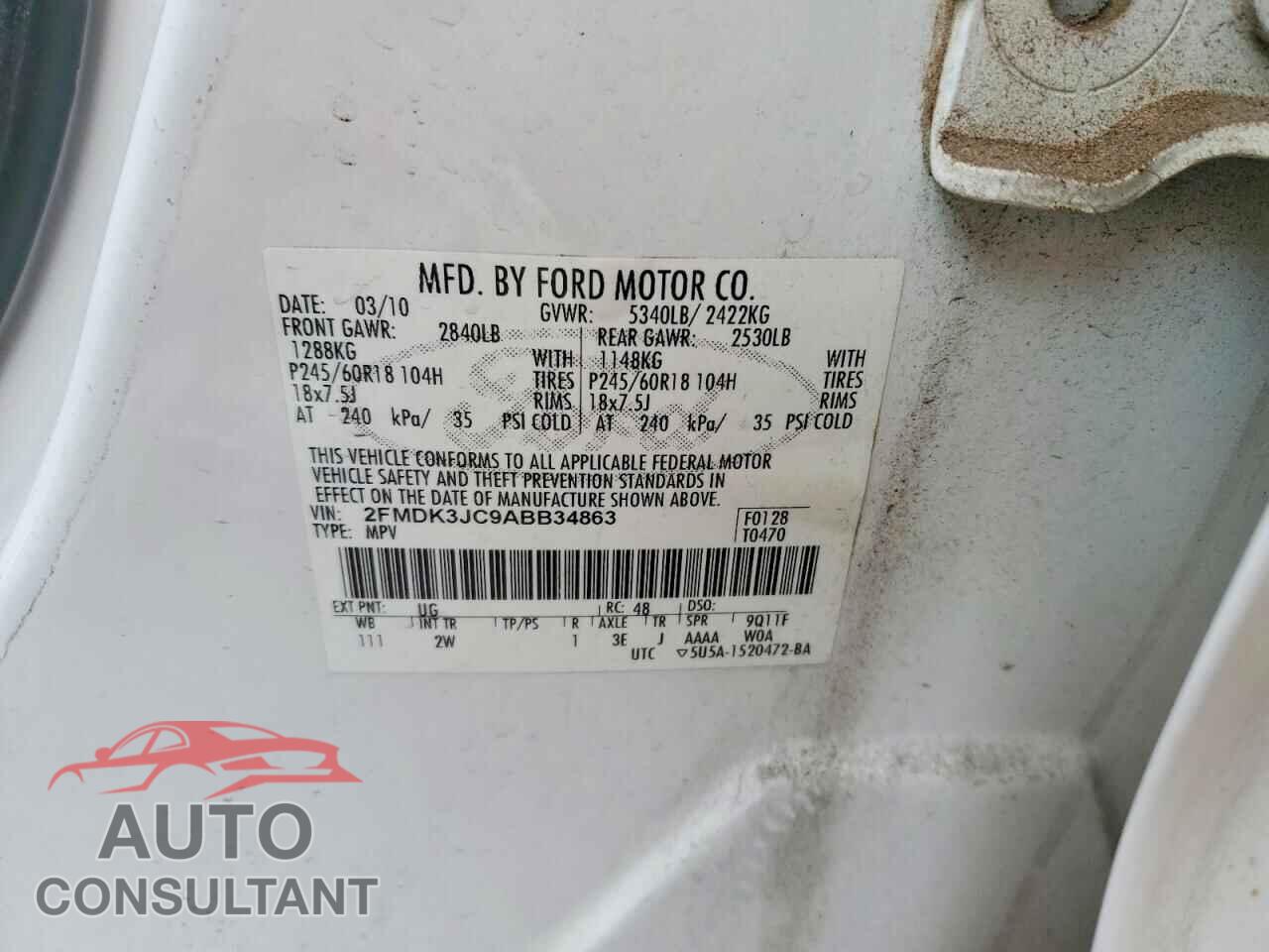 FORD EDGE 2010 - 2FMDK3JC9ABB34863