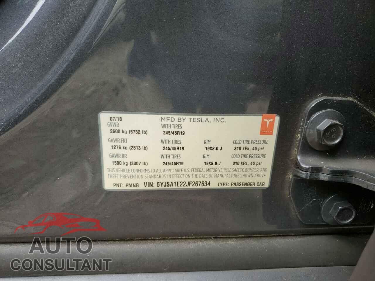 TESLA MODEL S 2018 - 5YJSA1E22JF267634