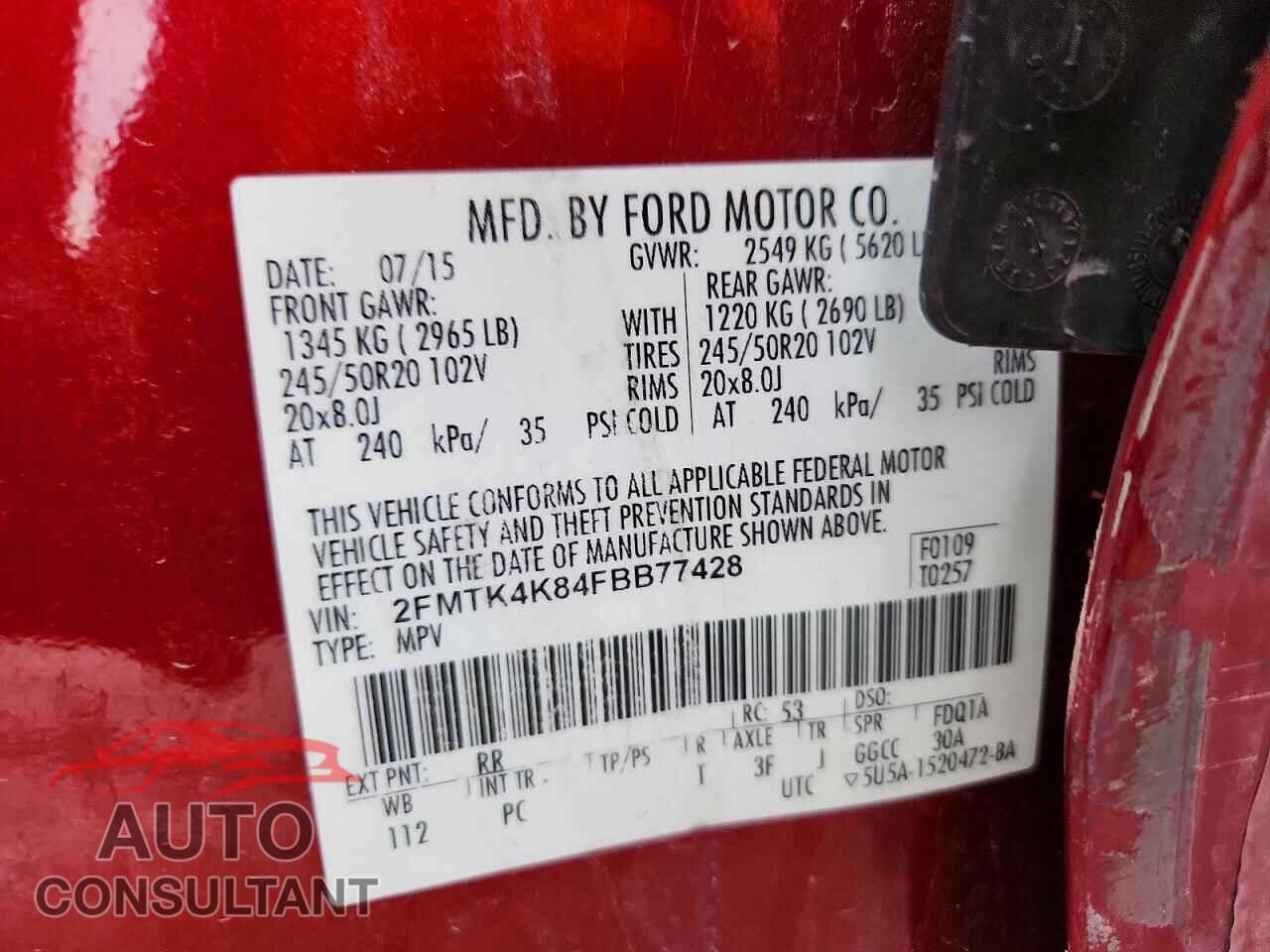 FORD EDGE 2015 - 2FMTK4K84FBB77428