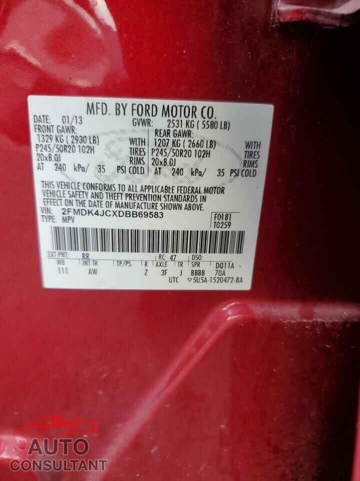 FORD EDGE 2013 - 2FMDK4JCXDBB69583