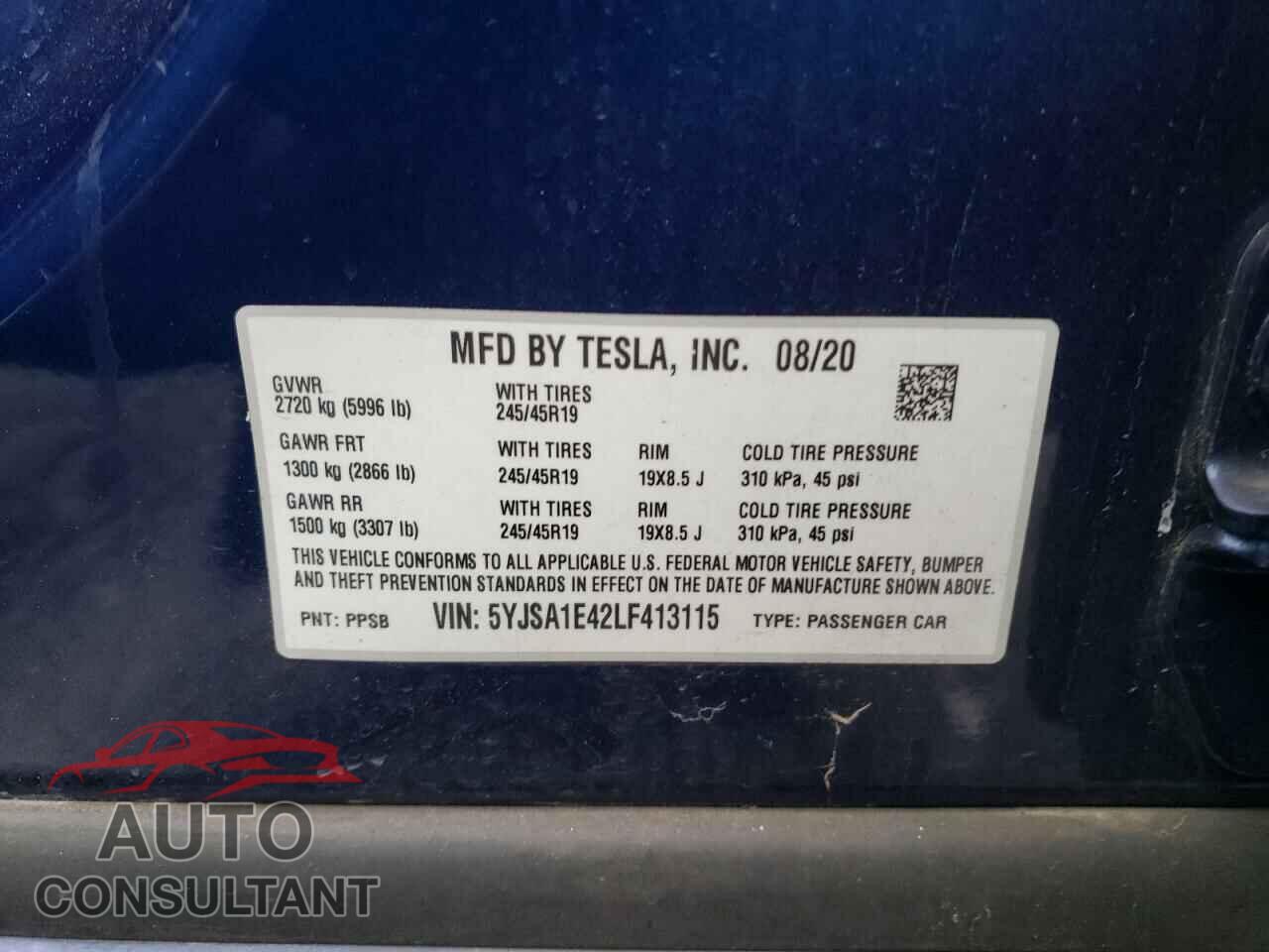 TESLA MODEL S 2020 - 5YJSA1E42LF413115