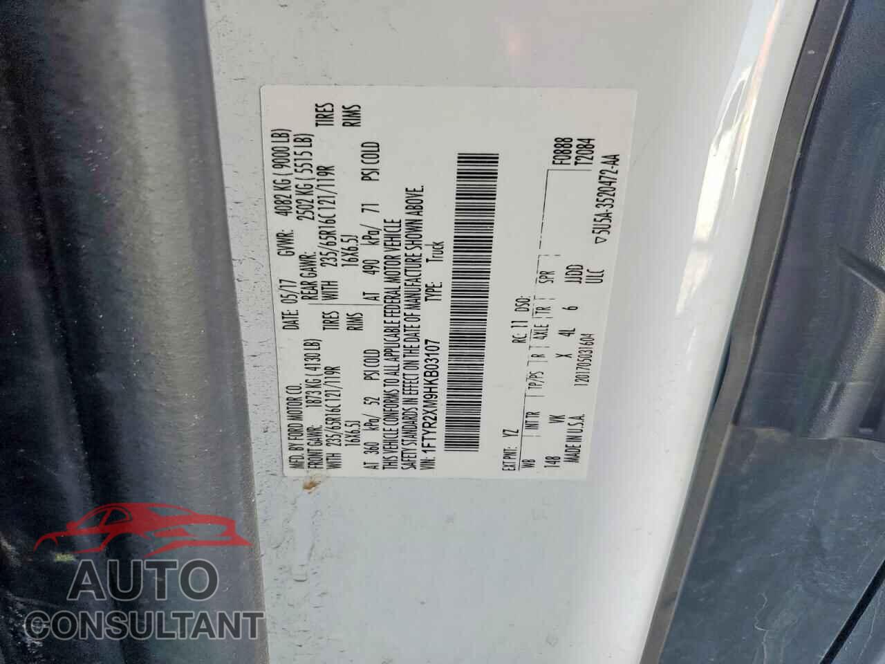 FORD TRANSIT 2017 - 1FTYR2XM9HKB03107