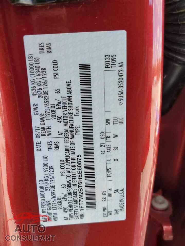 FORD F250 2017 - 1FT7W2BT6HEE60875