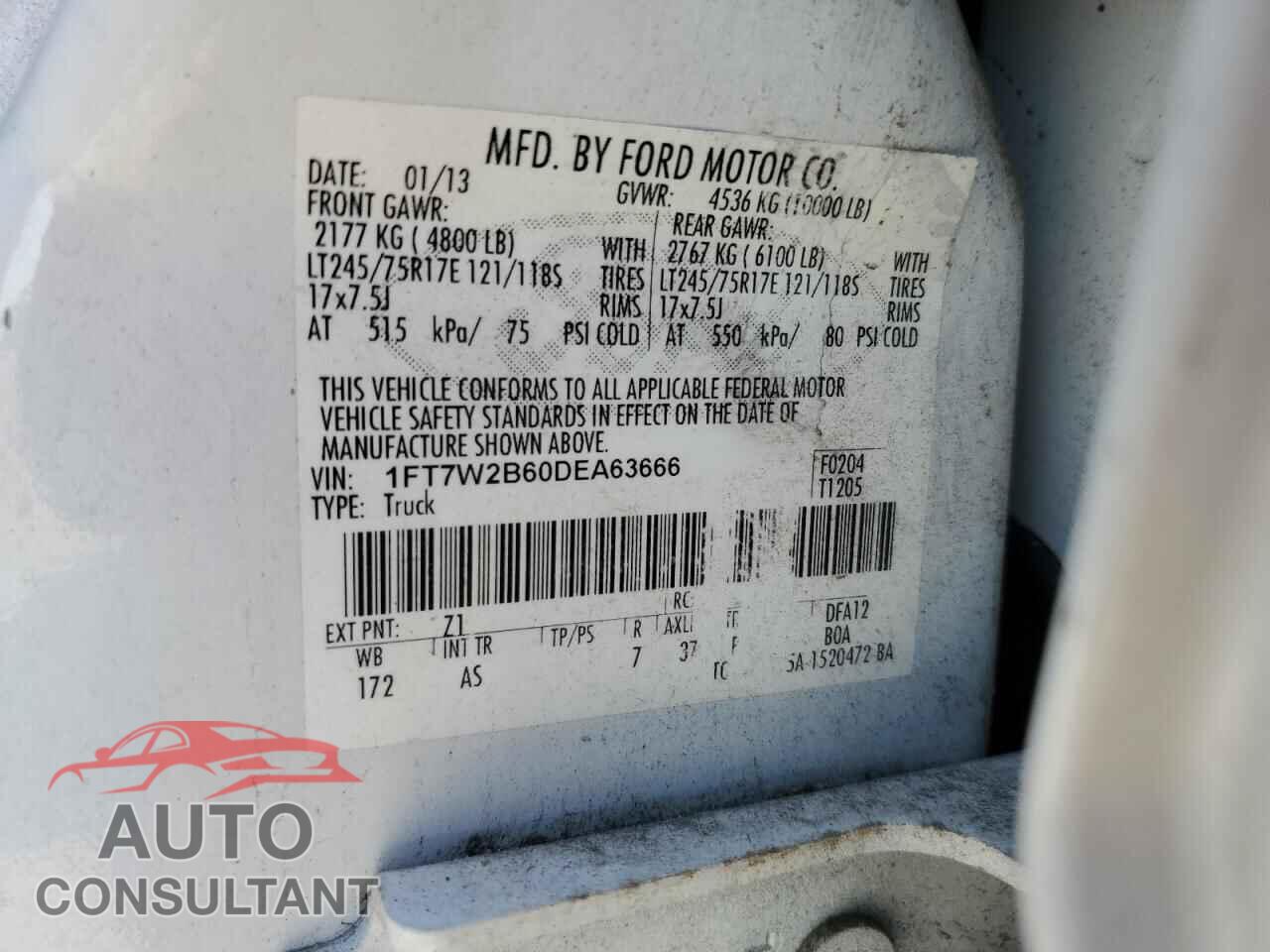 FORD F250 2013 - 1FT7W2B60DEA63666