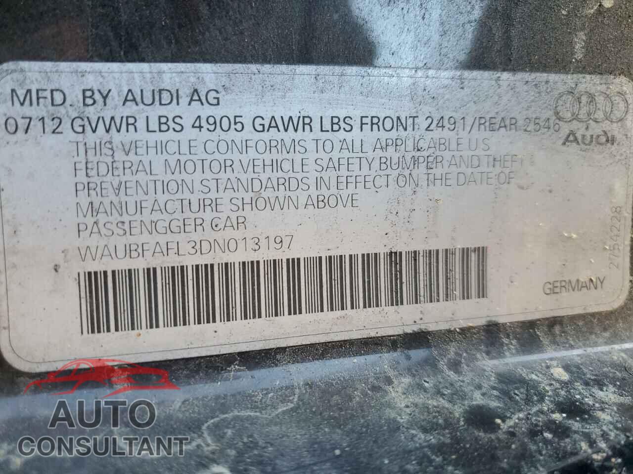 AUDI A4 2013 - WAUBFAFL3DN013197