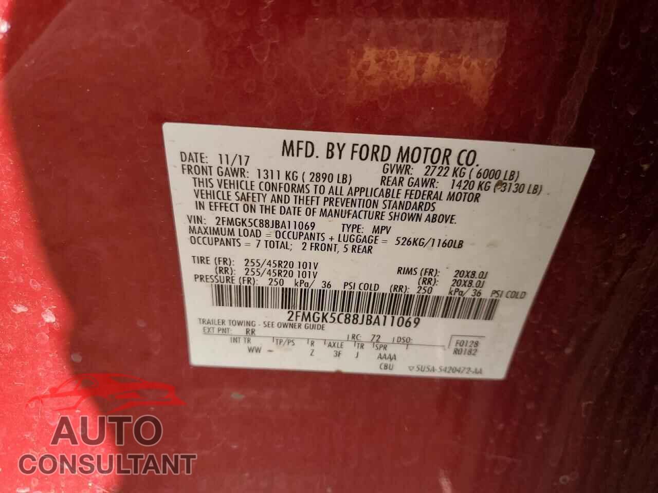 FORD FLEX 2018 - 2FMGK5C88JBA11069