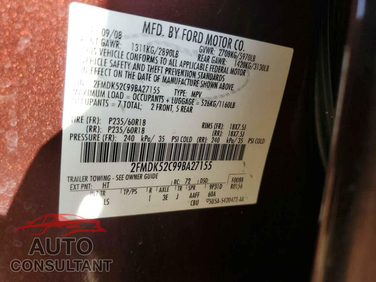 FORD FLEX 2009 - 2FMDK52C99BA27155