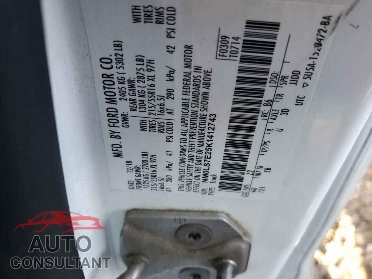 FORD TRANSIT 2019 - NM0LS7E25K1412743