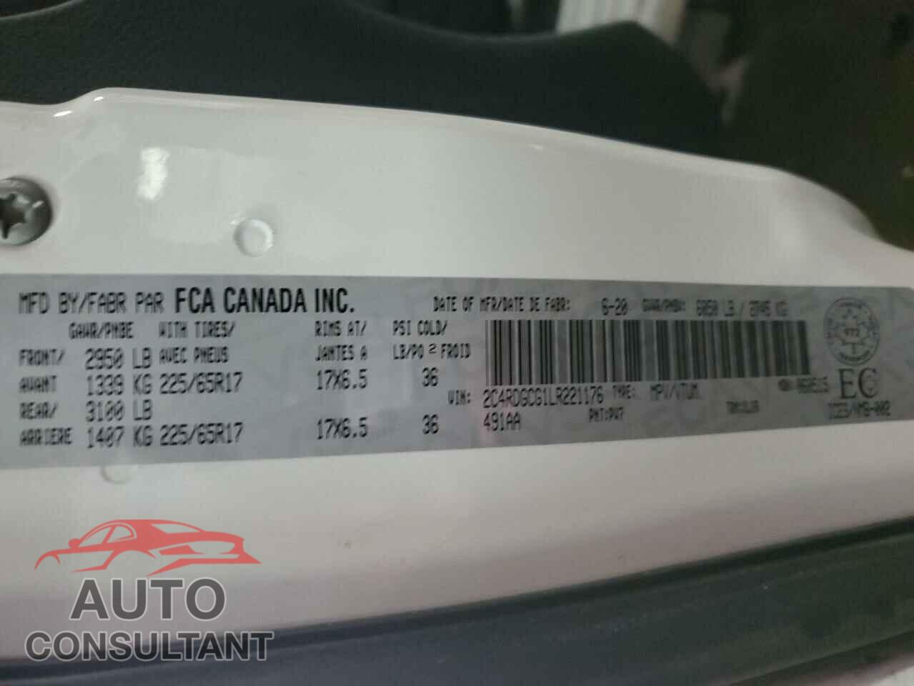 DODGE CARAVAN 2020 - 2C4RDGCG1LR221176