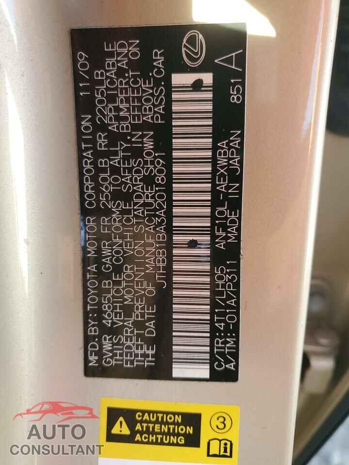 LEXUS HS 2010 - JTHBB1BA3A2018091