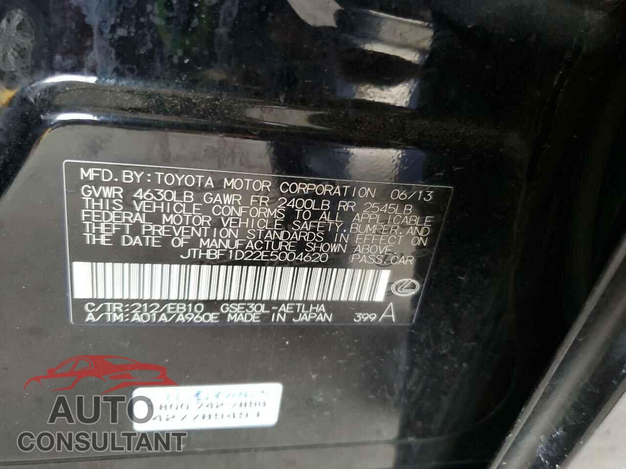 LEXUS IS 2014 - JTHBF1D22E5004620