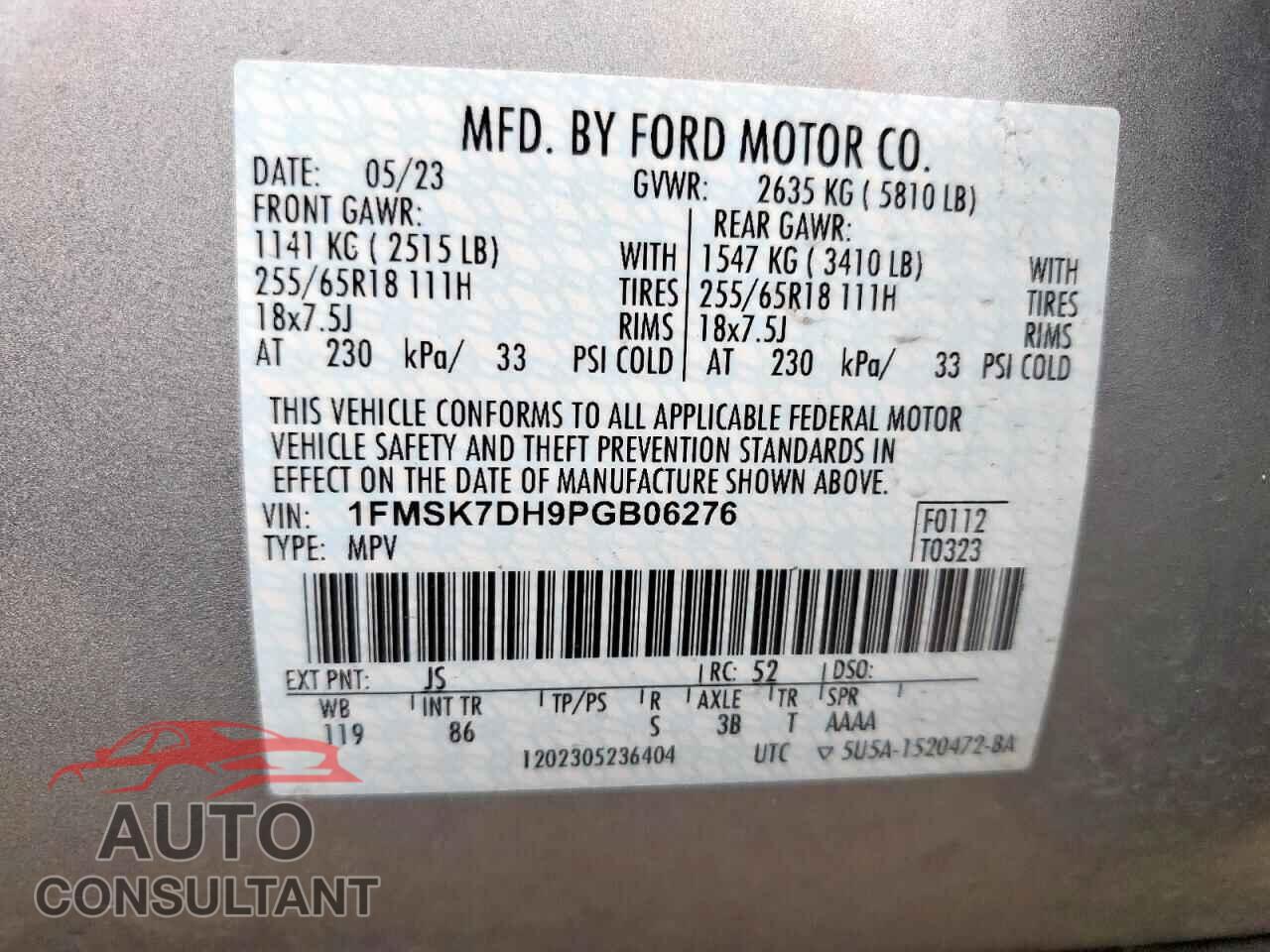 FORD EXPLORER 2023 - 1FMSK7DH9PGB06276