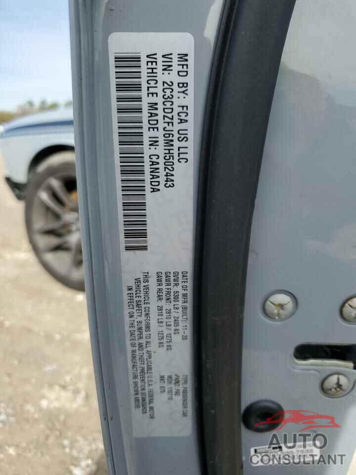 DODGE CHALLENGER 2021 - 2C3CDZFJ6MH502443