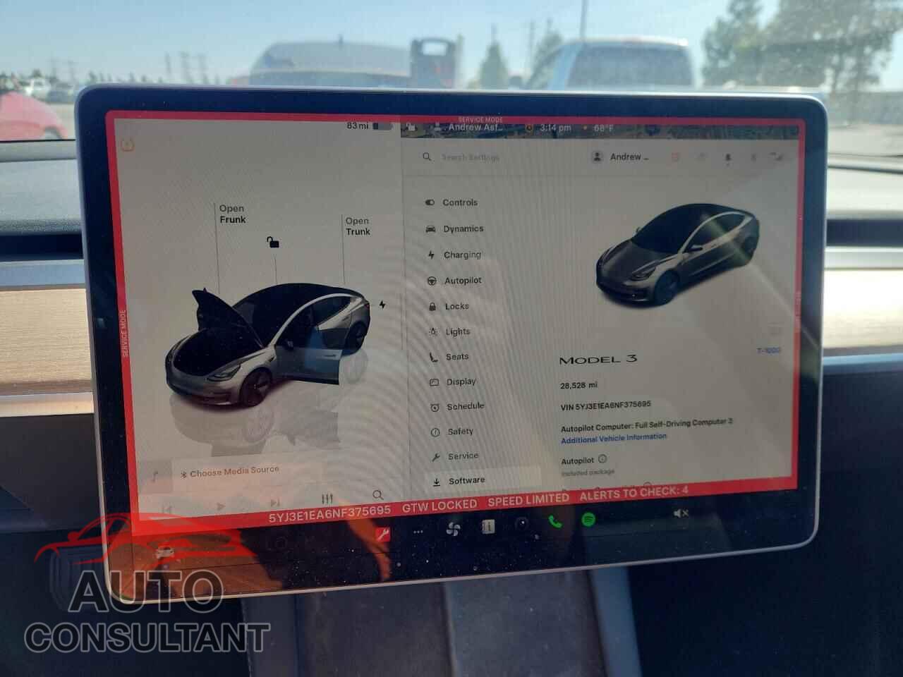 TESLA MODEL 3 2022 - 5YJ3E1EA6NF375695