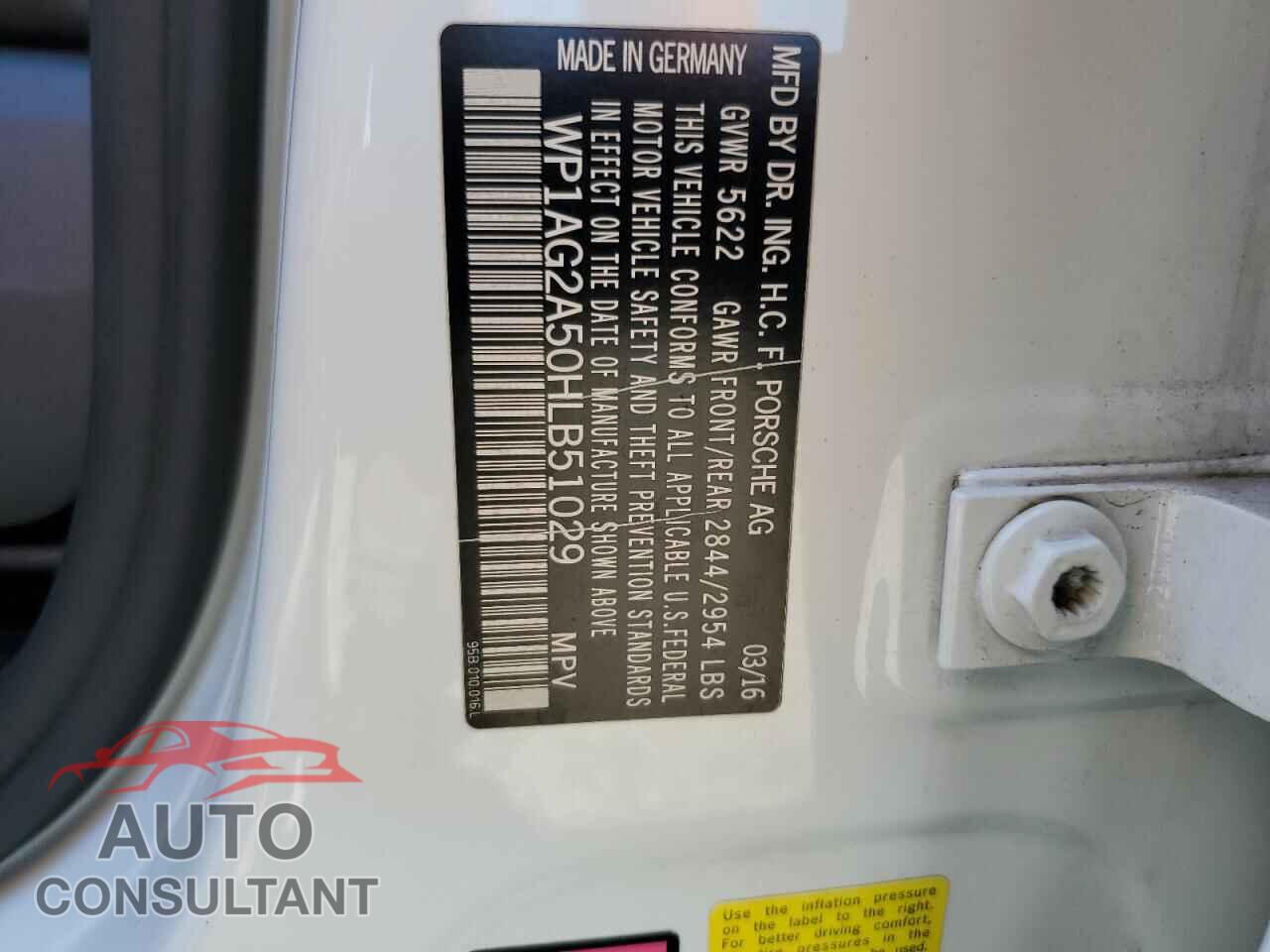 PORSCHE MACAN 2017 - WP1AG2A50HLB51029