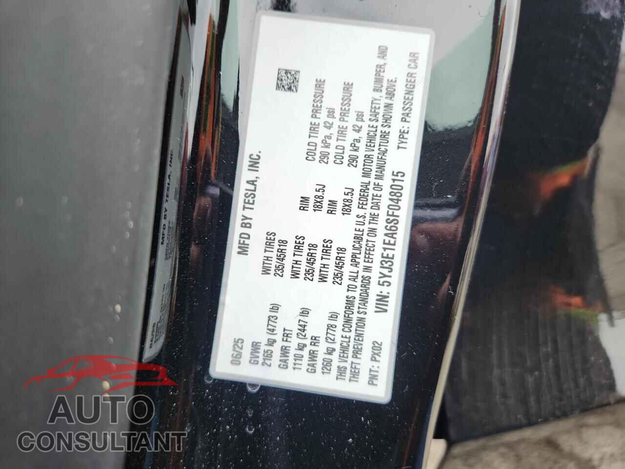 TESLA MODEL 3 2025 - 5YJ3E1EA6SF048015