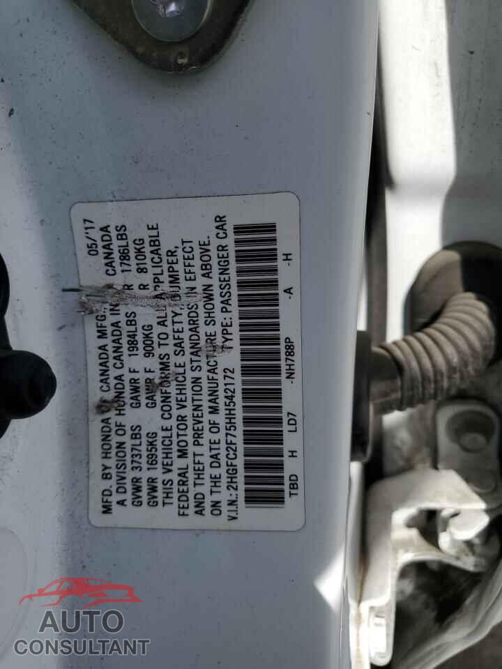 HONDA CIVIC 2017 - 2HGFC2F75HH542172