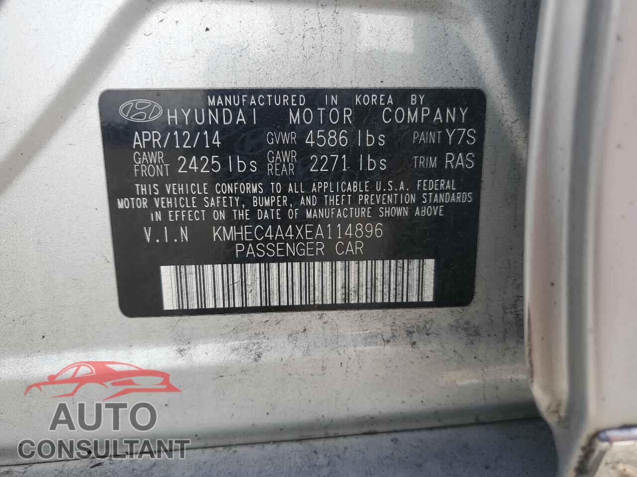 HYUNDAI SONATA 2014 - KMHEC4A4XEA114896