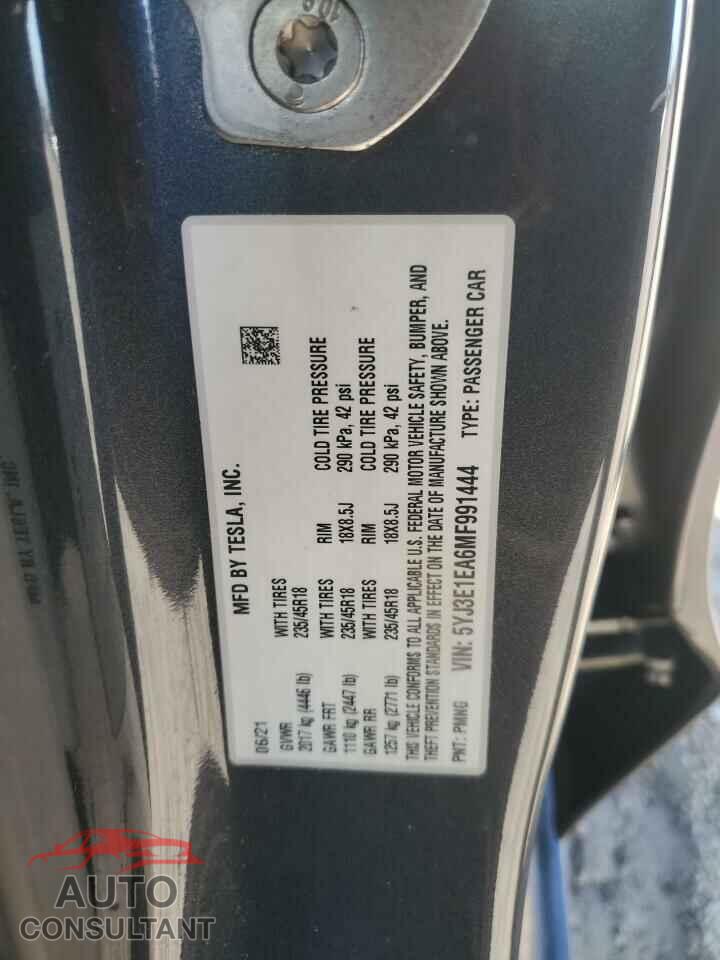 TESLA MODEL 3 2021 - 5YJ3E1EA6MF991444