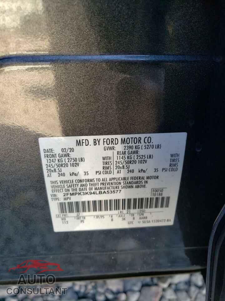 FORD EDGE 2020 - 2FMPK3K94LBA53577