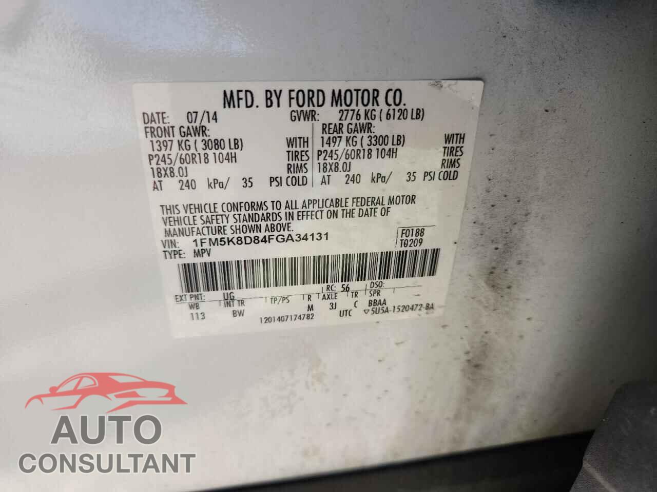 FORD EXPLORER 2015 - 1FM5K8D84FGA34131