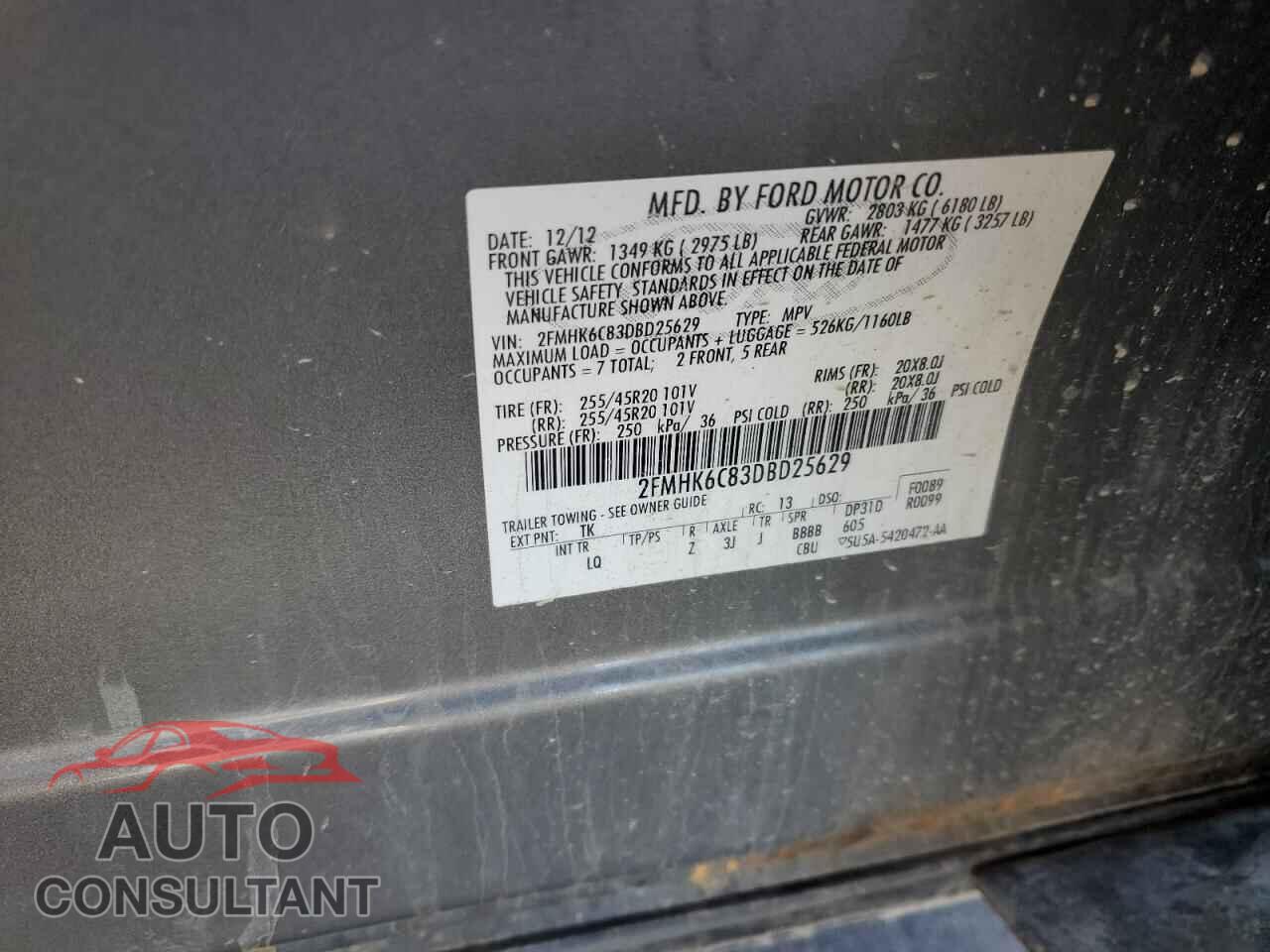 FORD FLEX 2013 - 2FMHK6C83DBD25629