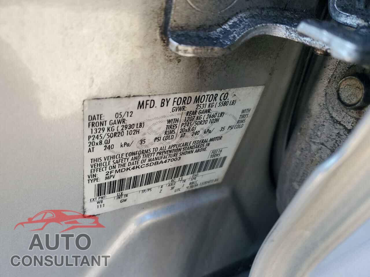 FORD EDGE 2013 - 2FMDK4KC5DBA47003