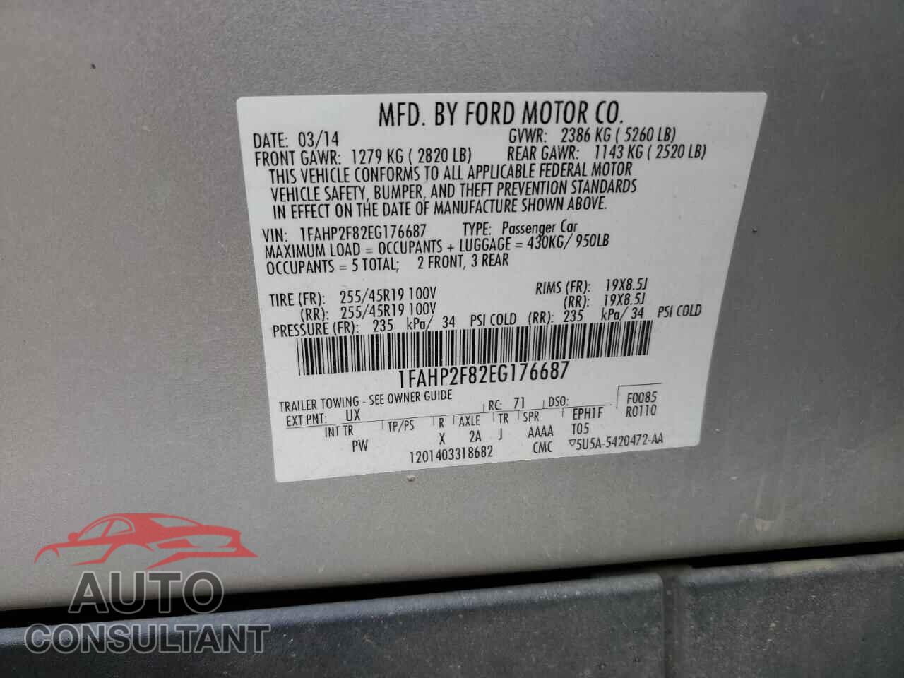 FORD TAURUS 2014 - 1FAHP2F82EG176687