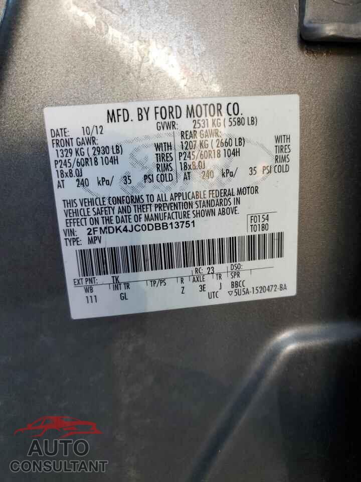 FORD EDGE 2013 - 2FMDK4JC0DBB13751