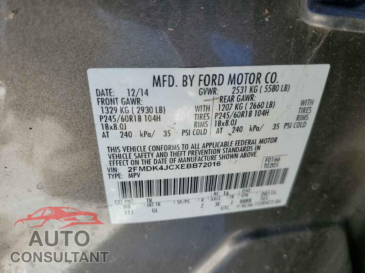 FORD EDGE 2014 - 2FMDK4JCXEBB72016
