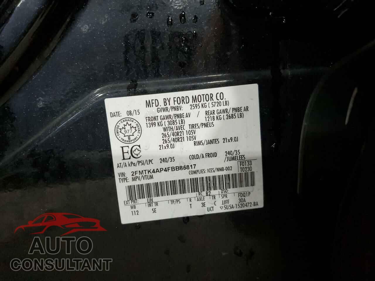 FORD EDGE 2015 - 2FMTK4AP4FBB86817