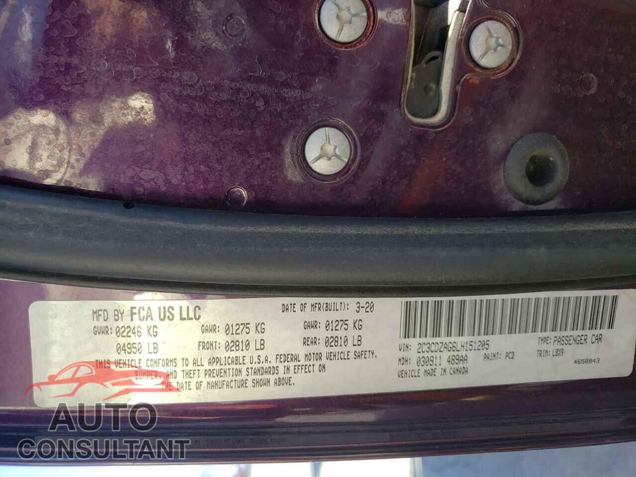 DODGE CHALLENGER 2020 - 2C3CDZAG6LH151205