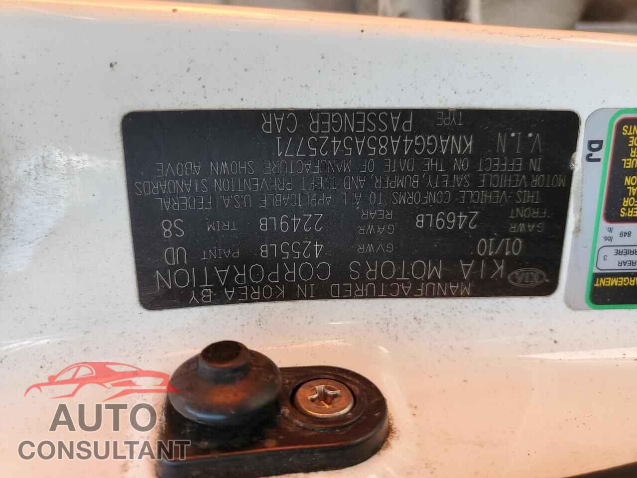 KIA OPTIMA 2010 - KNAGG4A85A5425771