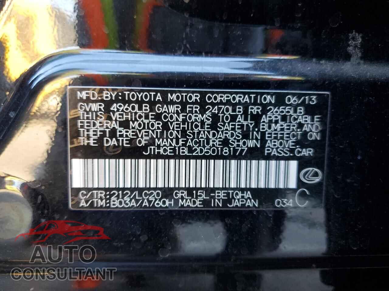 LEXUS GS350 2013 - JTHCE1BL2D5018177