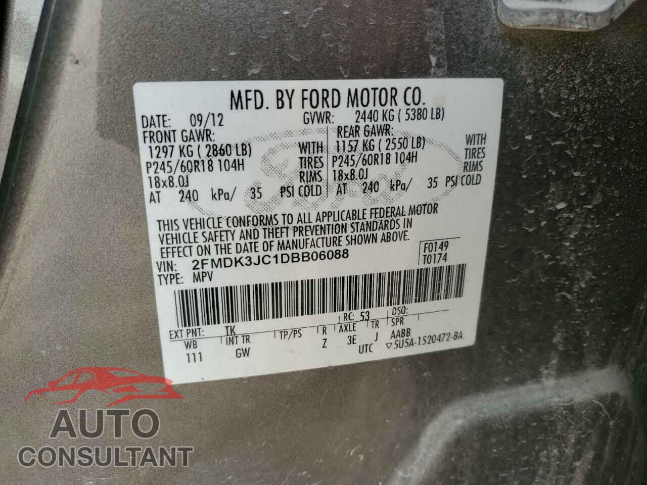 FORD EDGE 2013 - 2FMDK3JC1DBB06088