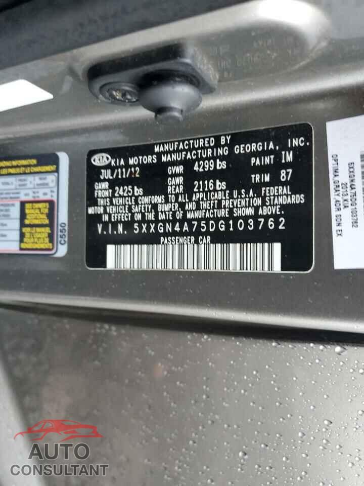 KIA OPTIMA 2013 - 5XXGN4A75DG103762