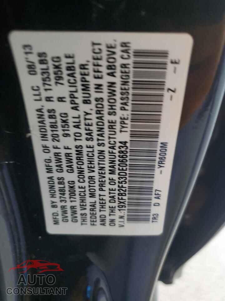HONDA CIVIC 2013 - 19XFB2F53DE066834