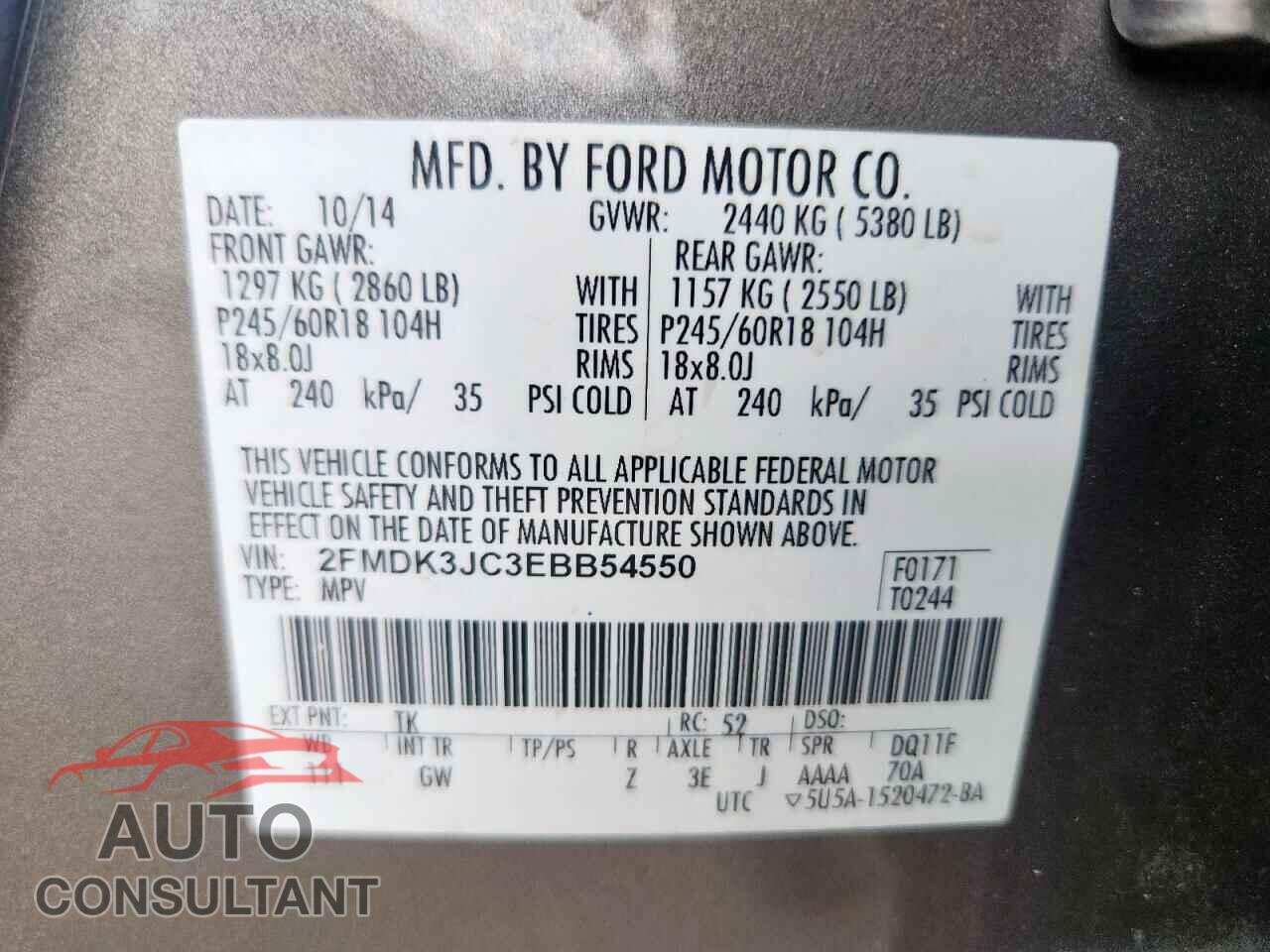 FORD EDGE 2014 - 2FMDK3JC3EBB54550