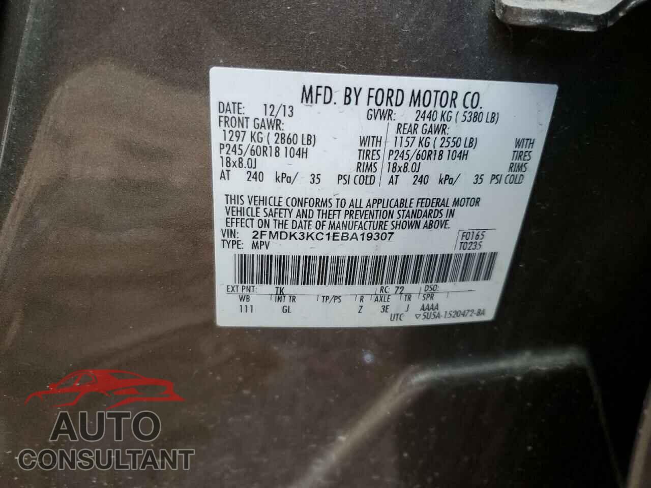 FORD EDGE 2014 - 2FMDK3KC1EBA19307
