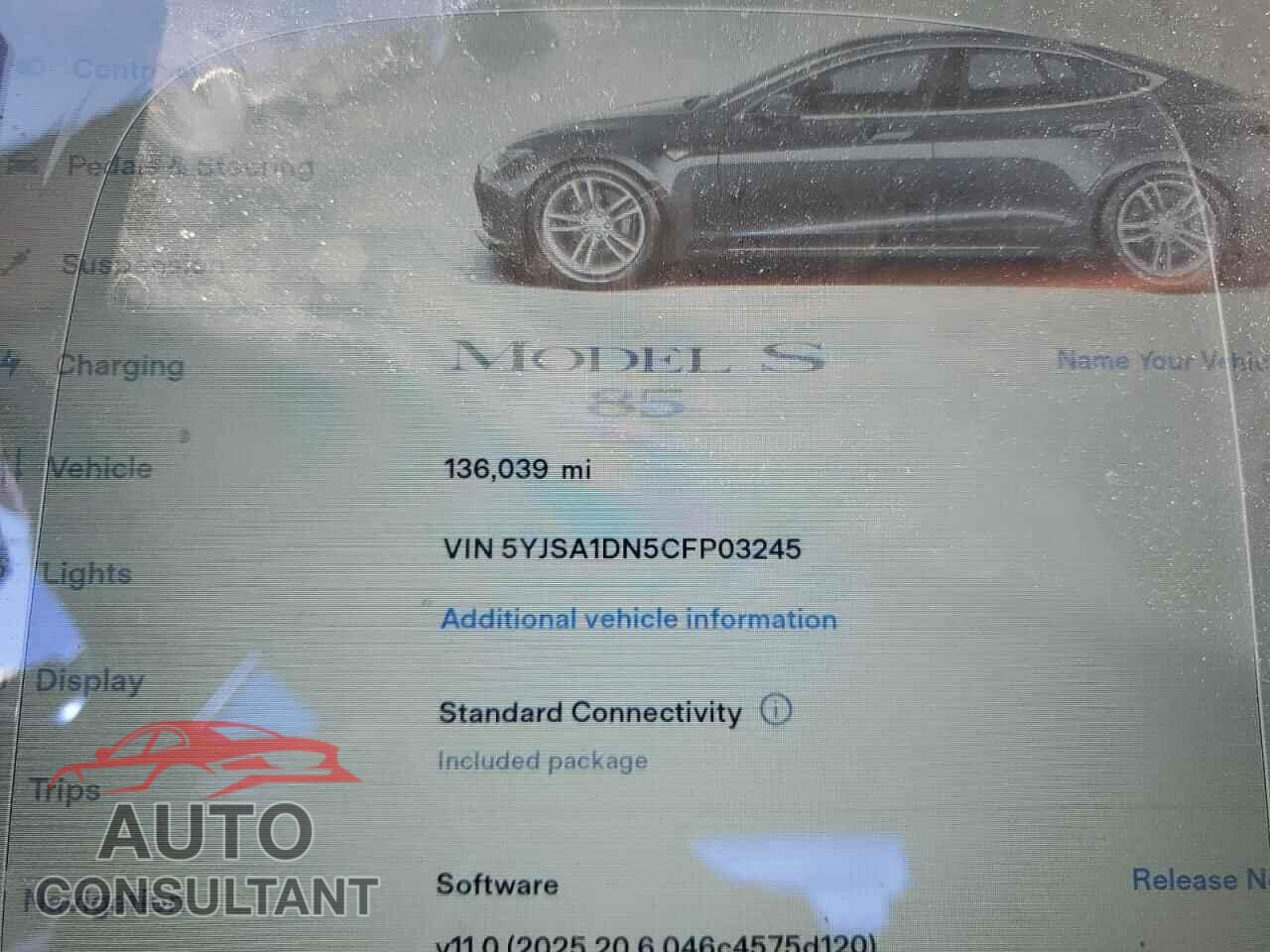TESLA MODEL S 2012 - 5YJSA1DN5CFP03245