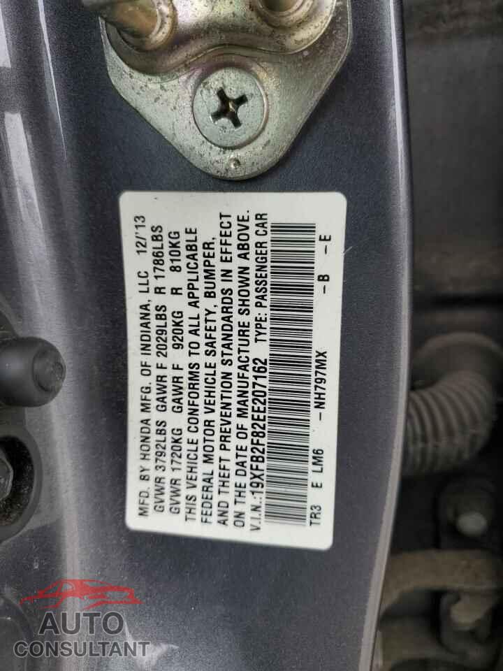 HONDA CIVIC 2014 - 19XFB2F82EE207162