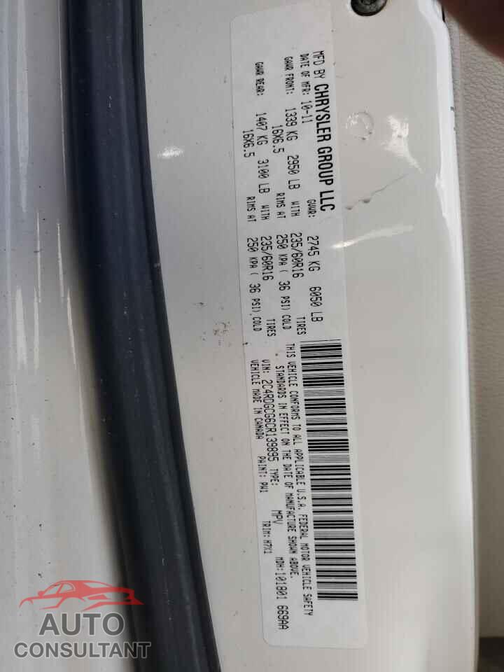 DODGE CARAVAN 2012 - 2C4RDGCG6CR139895