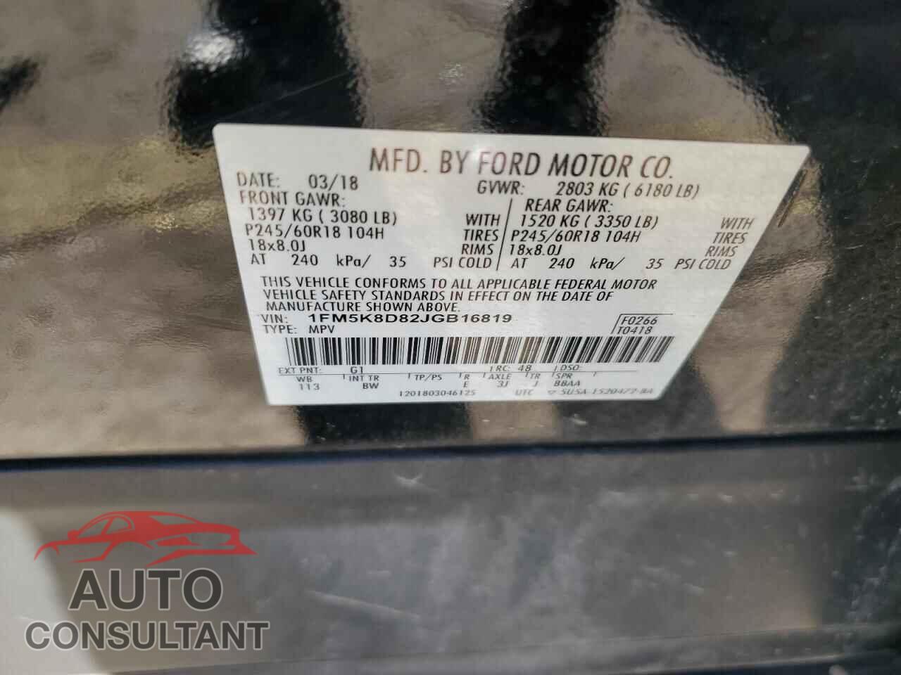 FORD EXPLORER 2018 - 1FM5K8D82JGB16819