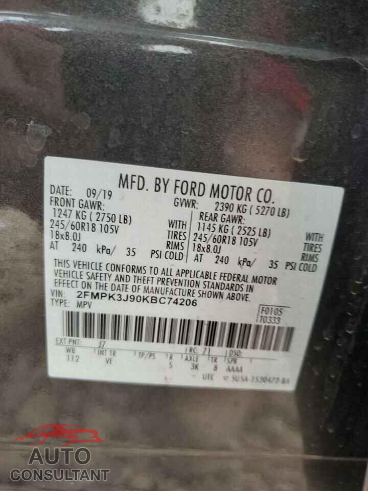 FORD EDGE 2019 - 2FMPK3J90KBC74206